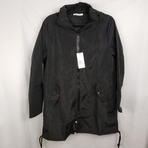 𝅺BLACK windbreaker Hooded Jacket NWT Size M